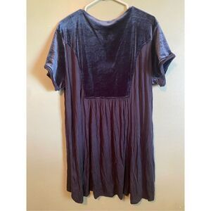 Hannah Purple Velour Rayon Short Sleeve Hi Low Tunic Top Size XL
